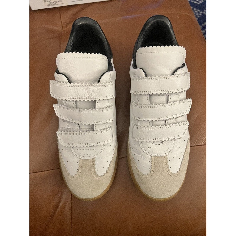 Isabel Marant White and Tan Velcro Sneakers